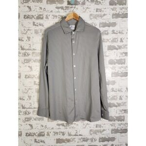 Mizzen Main Shirt Mens XL Black White Gingham Check Performance Stretch Trim Fit